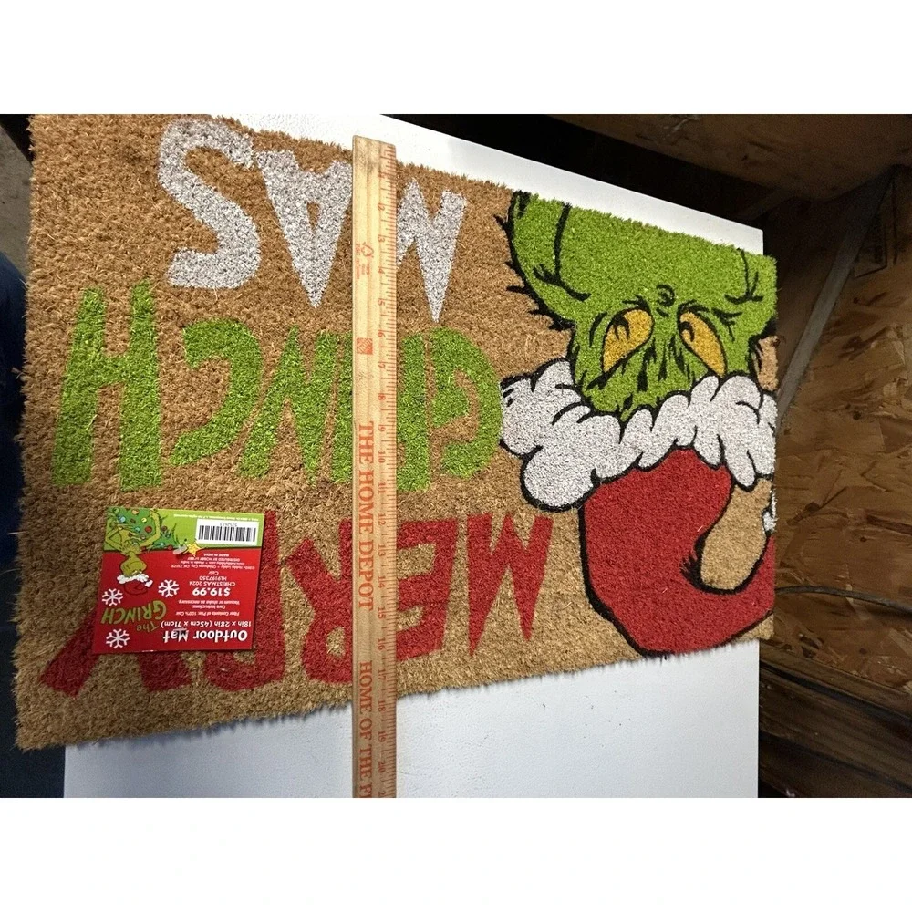 Grinch Christmas Green Outdoor Mat Rug 18x28 - Merry Grinch Mas